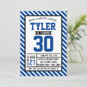 Modern Stripe Male 30. Geburtstag Einladung (Stehend Vorderseite)