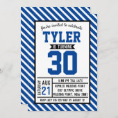 Modern Stripe Male 30. Geburtstag Einladung (Vorne/Hinten)