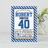 Modern Stripe Male 40. Geburtstag Einladung (Stehend Vorderseite)