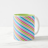 MODERN STRIPE PATTERN Festlich rosa grün Zweifarbige Tasse (VorderseiteRechts)
