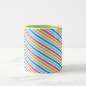 MODERN STRIPE PATTERN Festlich rosa grün Zweifarbige Tasse (Mittel)