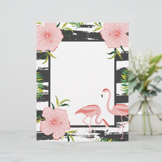 Modern Stripe Pink Flamingo (Stehend Vorderseite)
