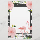Modern Stripe Pink Flamingo Briefpapier (Vorderseite)