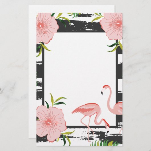 Modern Stripe Pink Flamingo Briefpapier (Vorne/Hinten)