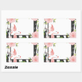 Modern Stripe Pink Flamingo Rechteckiger Aufkleber (Blatt)
