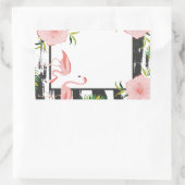 Modern Stripe Pink Flamingo Rechteckiger Aufkleber (Tasche)
