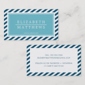 MODERN STRIPE Stilvolle Grenz-Marine Aqua weiß Visitenkarte (Vorne/Hinten)