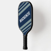 Modern Striped Blue Gray Personalized Pickleball Schläger (Links)