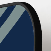 Modern Striped Blue Gray Personalized Pickleball Schläger (Linke Seite)