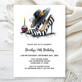Modern Striped High Heel Shoes Birthday Party Einladung