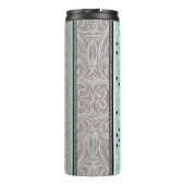 Modern Striped Mint Green and Grey  Thermosbecher (Rückseite)