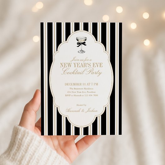Modern Striped New Year's Eve Party Invitation Einladung