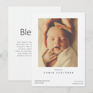 Modern Striped Newborn Photo  Birth  Announcement  Ankündigung