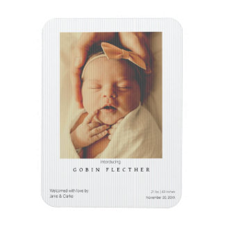 Modern Striped Newborn Photo Birth Announcement  Magnet