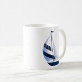 Modern Striped Sailboat  Kaffeetasse (VorderseiteRechts)