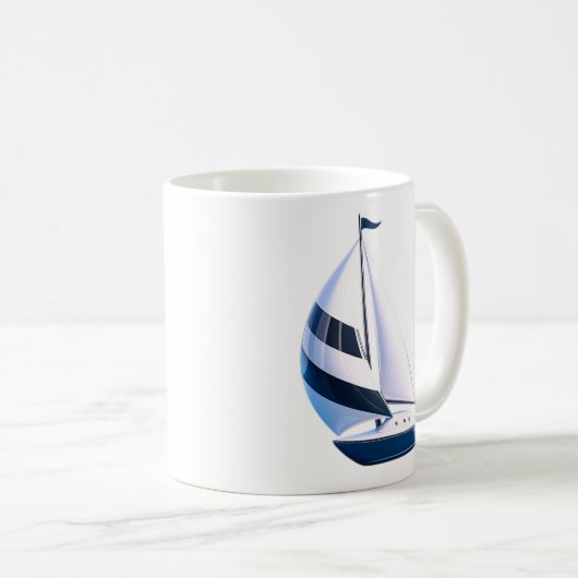 Modern Striped Sailboat Kaffeetasse (VorderseiteRechts)