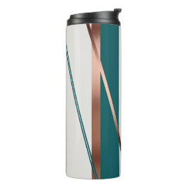 Modern Striped Teal and Copper Thermal Tumbler Thermosbecher