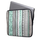 Modern Stripes and Polka Dots Green & Grey Laptopschutzhülle (Vorderseite Links)