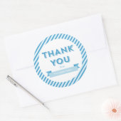 Modern Stripes Blue Baby Dusche Vielen Dank Runder Aufkleber (Umschlag)