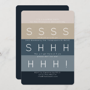 Modern Stripes Blue Surprise Party Einladung