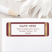 Modern Stripes Burgundy Gold White Rücksendeadress (Insitu)