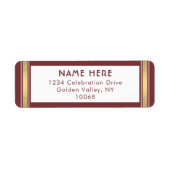 Modern Stripes Burgundy Gold White Rücksendeadress (Vorne)