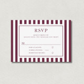 Modern Stripes Burgundy Wedding RSVP Karte