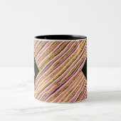 Modern Stripes Gold Glitzer Monogram Black Zweifarbige Tasse (Mittel)