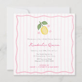 Modern Stripes Hand-Drawn Lemon Bridal Shower Einladung (Vorderseite)