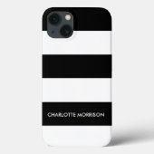 Modern stripes name monogram black and white ipad Case-Mate iPhone hülle (Rückseite)