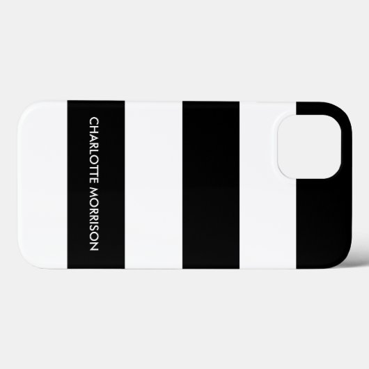 Modern stripes name monogram black and white ipad Case-Mate iPhone hülle (Rückseite (Horizontal))