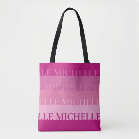 Modern Stripes Personalized Name Tote in Pink Tasche (Vorderseite)