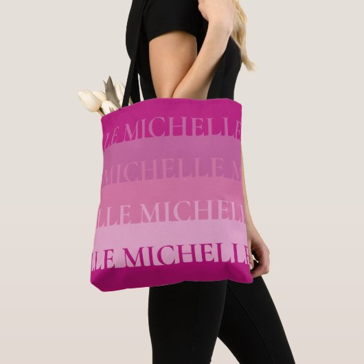 Modern Stripes Personalized Name Tote in Pink Tasche (Von Nahem)
