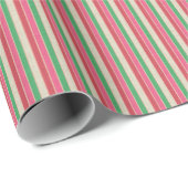 Modern Stripes Wrapping Paper Pink Red Green Cream Geschenkpapier (Rolleneckpunkt)