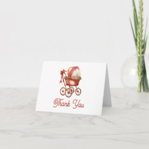 Modern Stroller Merry Little Christmas Baby Dusche Dankeskarte