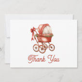 Modern Stroller Merry Little Christmas Baby Dusche Dankeskarte (Vorderseite)