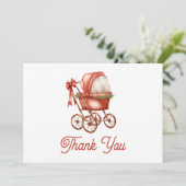 Modern Stroller Merry Little Christmas Baby Dusche Dankeskarte (Stehend Vorderseite)