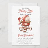 Modern Stroller Merry Little Christmas Baby Dusche Einladung (Vorderseite)