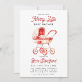 Modern Stroller Merry Little Christmas Baby Dusche Einladung (Vorderseite)
