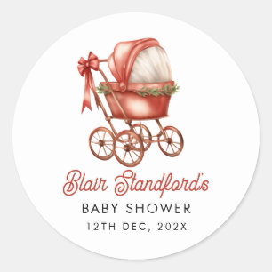 Modern Stroller Merry Little Christmas Baby Dusche Runder Aufkleber