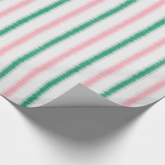 Modern strukturierte, rosa grüne Wippchen Geschenkpapier (Ecke)