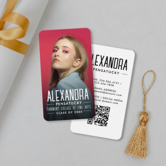 Modern Student Graduate Networking Photo QR Code Visitenkarte