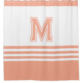  Modern styilsh Whit& Peach Initial Monogram Duschvorhang
