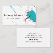 Modern Style Baseball Coach Trainer Social Media Visitenkarte (Vorne/Hinten)