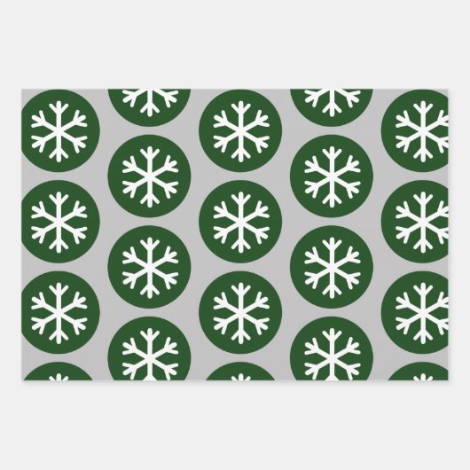 Modern Style Grafik Art Snowflake Schnee Grün Geschenkpapier Set (Vorderseite 2)