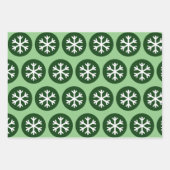 Modern Style Grafik Art Snowflake Schnee Grün Geschenkpapier Set (Vorderseite)