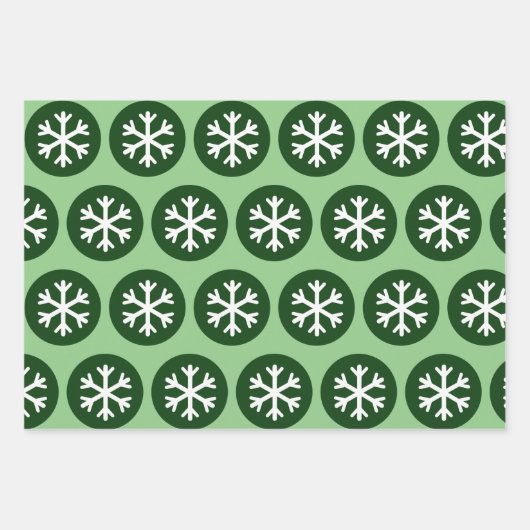 Modern Style Grafik Art Snowflake Schnee Grün Geschenkpapier Set (Vorderseite)