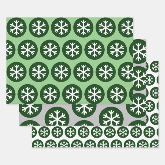 Modern Style Grafik Art Snowflake Schnee Grün Geschenkpapier Set (Set)