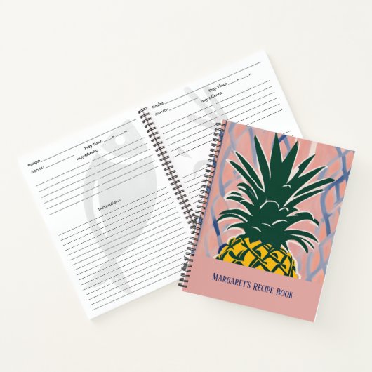 Modern Style Pineapple Personalized Recipe Book Notizblock (Innenseite)