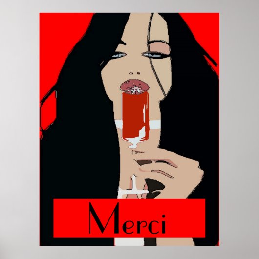 Modern Style Wine Poster, Merci, bearbeiten Text Poster (Vorne)